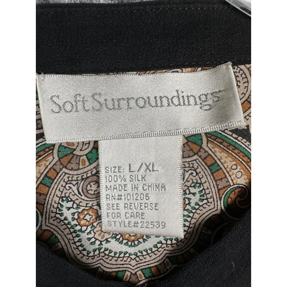 Soft Surroundings 100% Silk Kimono Sleeve Button Up Top L XL Flowy Luxury Chic - Picture 3 of 11